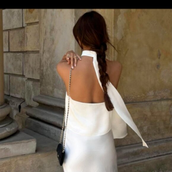 Sacred Dream Open Back Satin Two Piece Skirt Set (Commense) - Picture 4 of 6